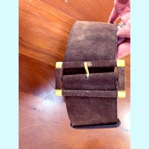 Brown/Gold Thick Suede Belt - Chinese Laundry S/P